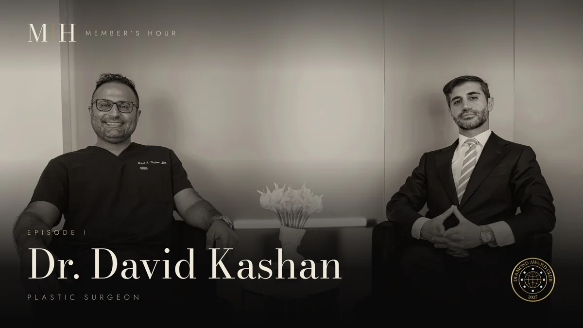 Member's Hour, Episode I: Dr. David Kashan, plastic surgeon, seated across a small table from his host